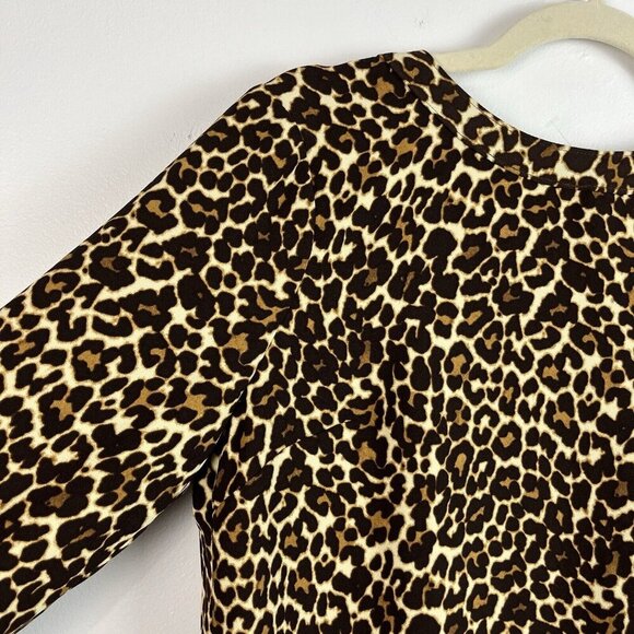 J. Crew Leopard Print Shift Dress Womens Size 8 Lagenlook Mobwife - Picture 4 of 16